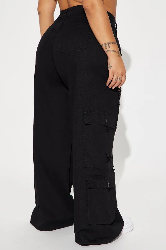 Camelia Wide Leg Cargo Pant - Black