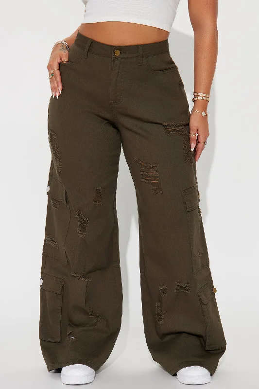 Camelia Wide Leg Cargo Pant - Olive