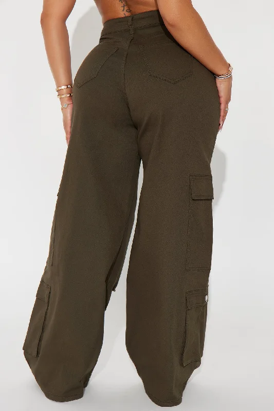 Camelia Wide Leg Cargo Pant - Olive