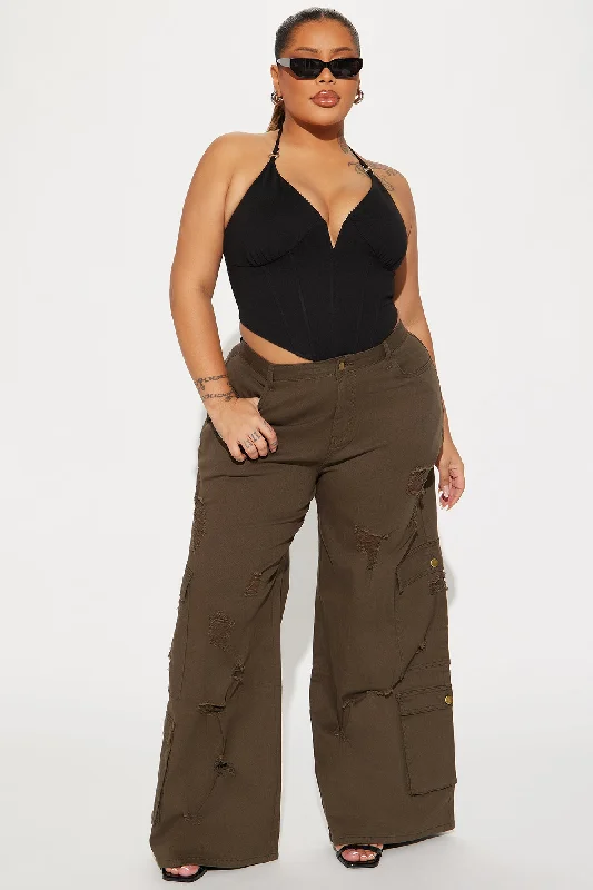 Camelia Wide Leg Cargo Pant - Olive