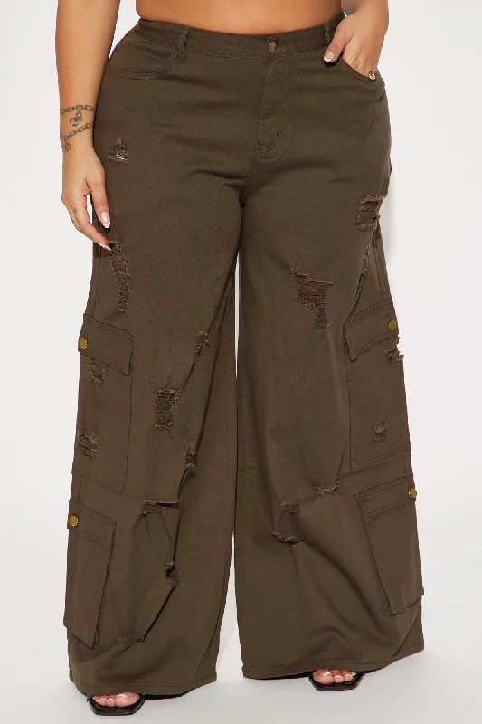 Camelia Wide Leg Cargo Pant - Olive