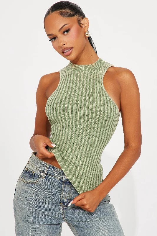 Can't Look Away Marled Sweater Top - Green