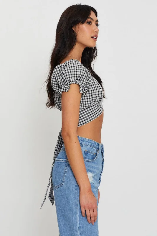 Check Crop Top Short Sleeve