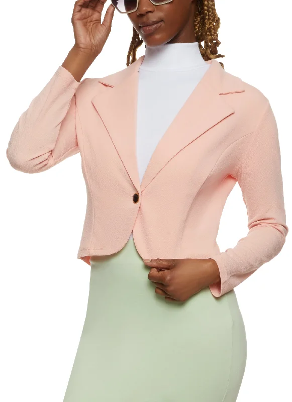 Basic Cropped One Button Blazer