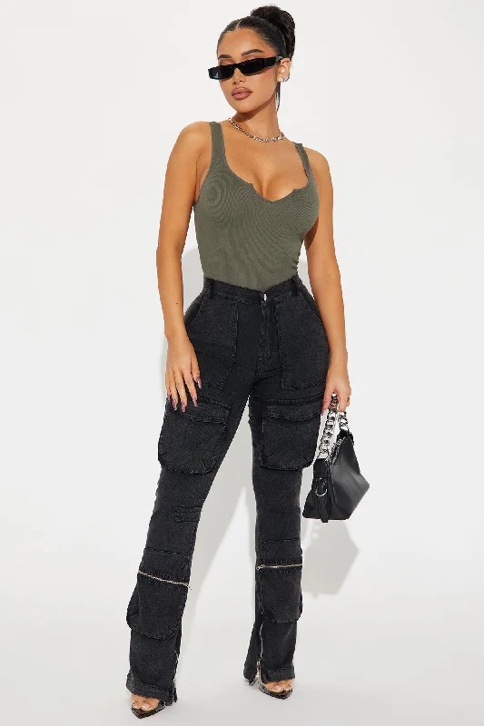 Corrina Flare Cargo Pant - Black