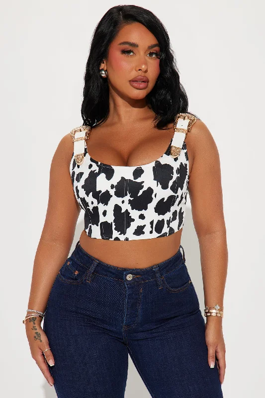 Country Chic Corset Top - White/Black