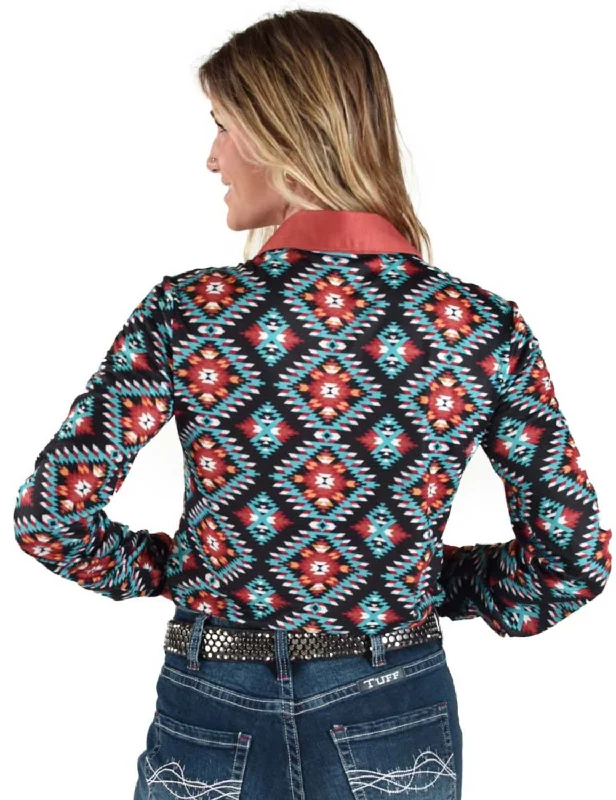 Cowgirl Tuff Womens Colorful Pullover Aztec Polyester L/S Shirt