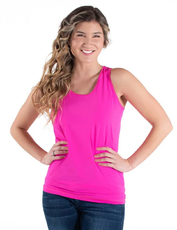 Cowgirl Tuff Womens Cooling UPF Hot Pink Nylon S/L Tank Top