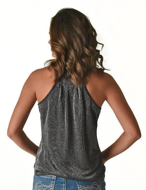 Cowgirl Tuff Womens Shimmer Breathe Silver Nylon S/L Tank Top