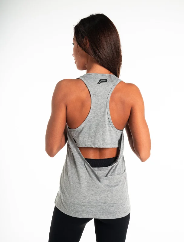 Cross Back Tank - Heather Grey