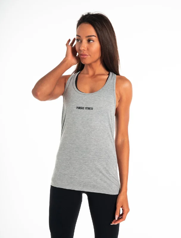 Cross Back Tank - Heather Grey