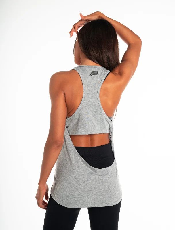 Cross Back Tank - Heather Grey