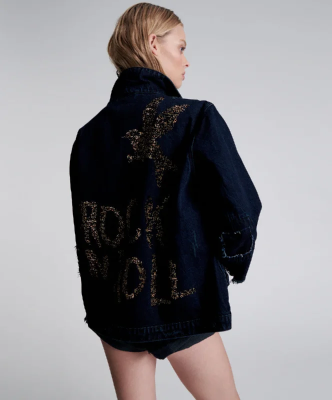 CRYSTAL ROCK N ROLL RECYCLED DENIM JACKET