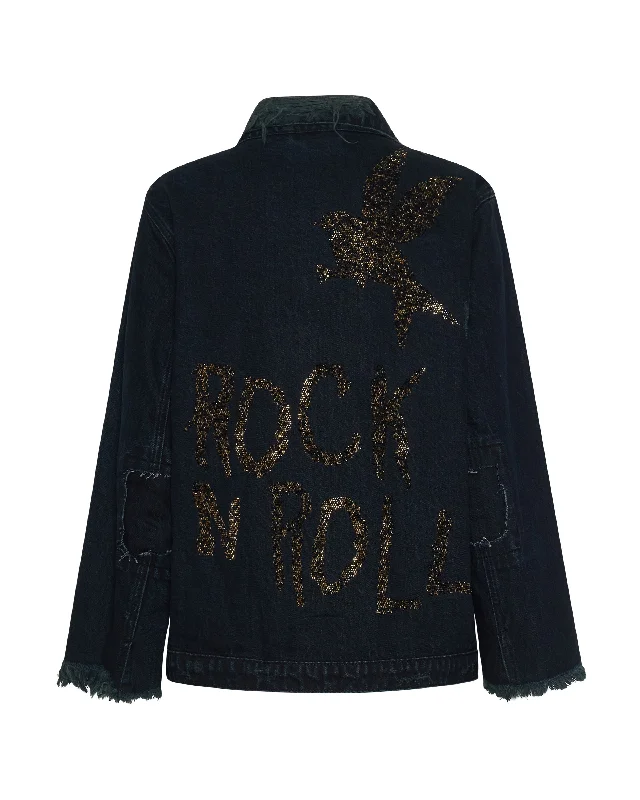 CRYSTAL ROCK N ROLL RECYCLED DENIM JACKET