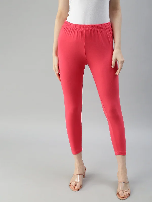 Cuff Length Leggings-Coral