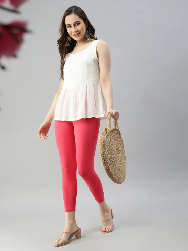 Cuff Length Leggings-Coral