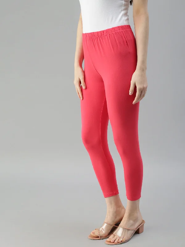 Cuff Length Leggings-Coral