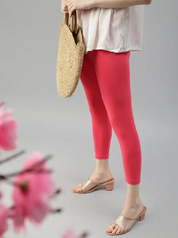 Cuff Length Leggings-Coral