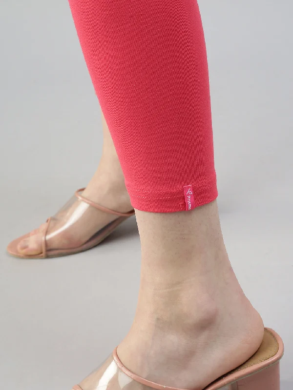 Cuff Length Leggings-Coral