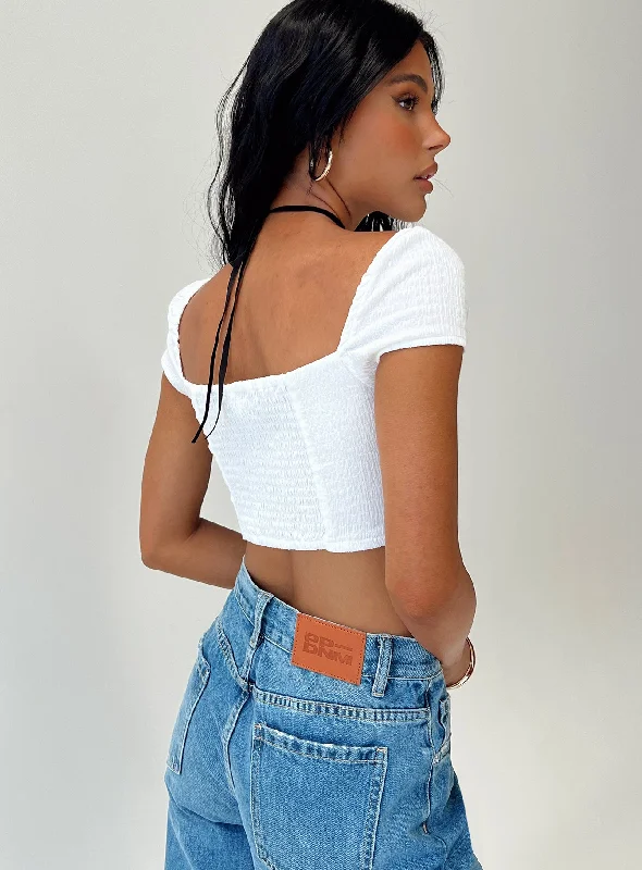 Cuthbert Lace Up Top White