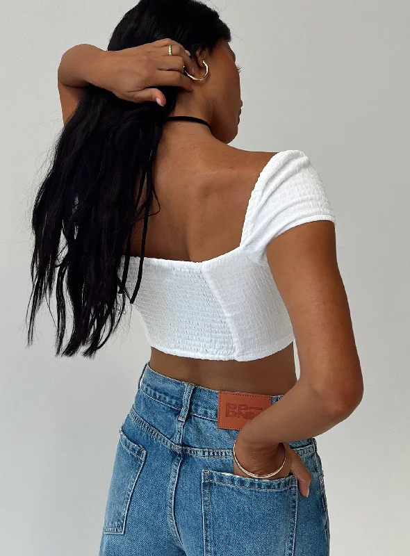 Cuthbert Lace Up Top White