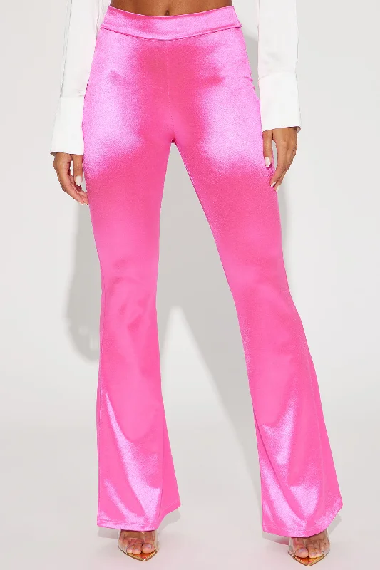 Dance Floor Satin Flare Pant - Fuchsia