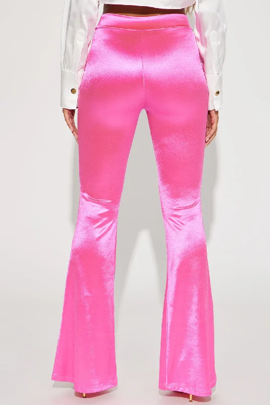 Dance Floor Satin Flare Pant - Fuchsia