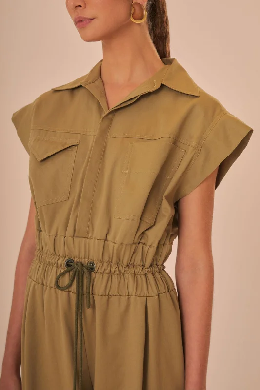 Dark Green Utility Jumpsuit