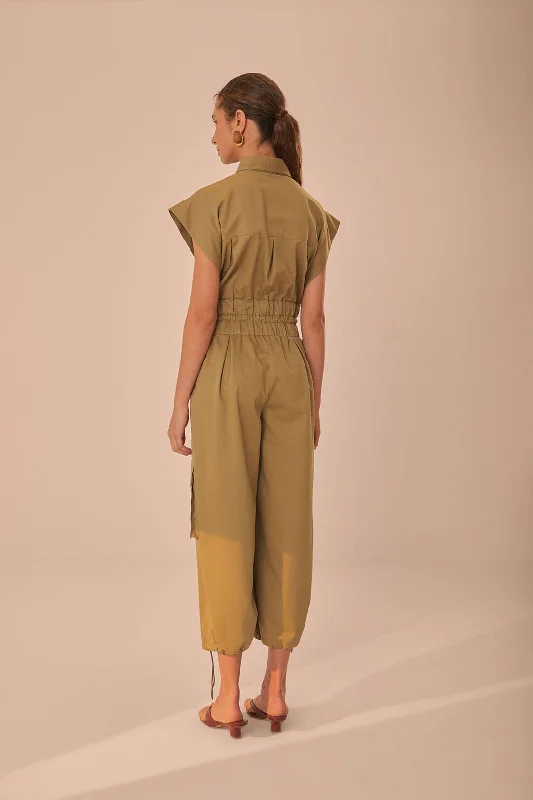 Dark Green Utility Jumpsuit