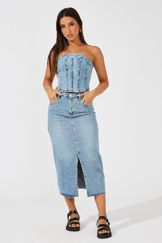 Denim Corset Crop Top Denim