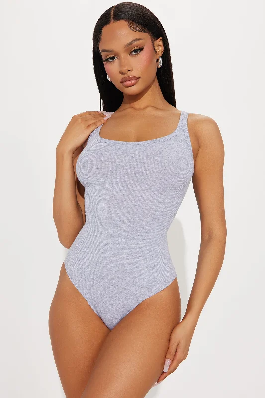 Desiree Scoop Neck Bodysuit - Heather Grey