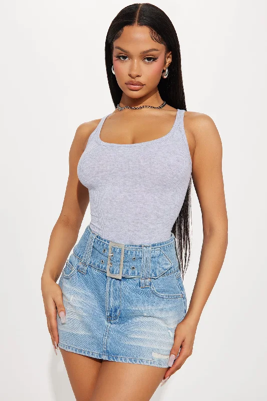 Desiree Scoop Neck Bodysuit - Heather Grey