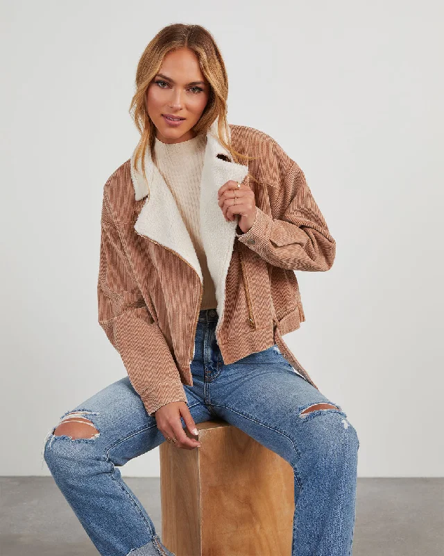 Devyn Corduroy Sherpa Moto Jacket