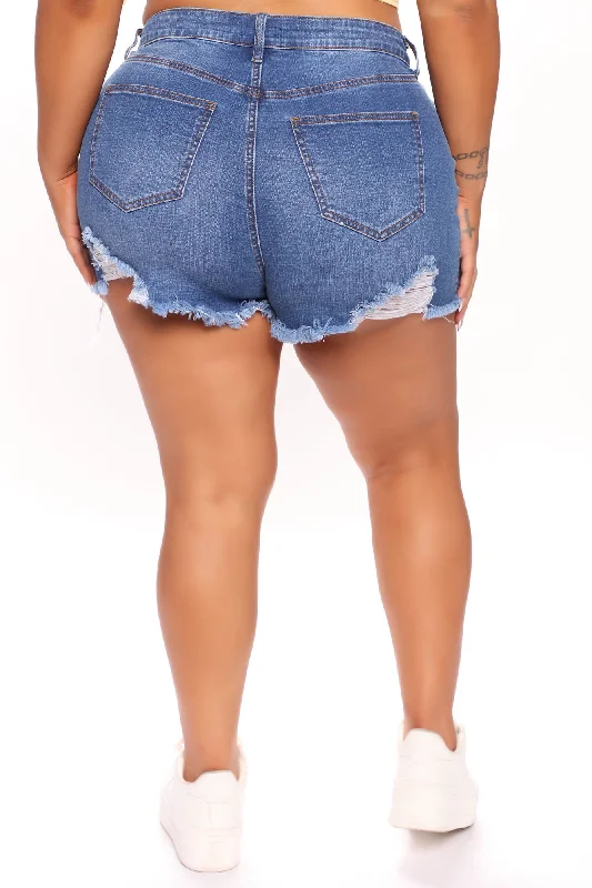 Drive Away Denim Shorts - Medium Blue Wash