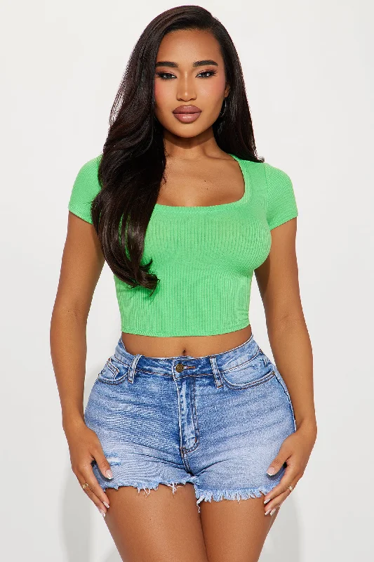 Ella Scoop Neck Tee - Green