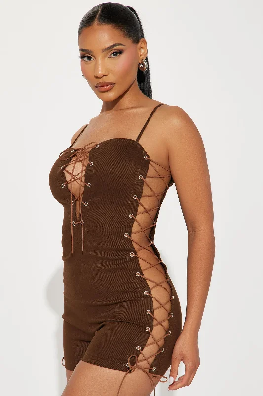 Exes from Texas Romper - Brown