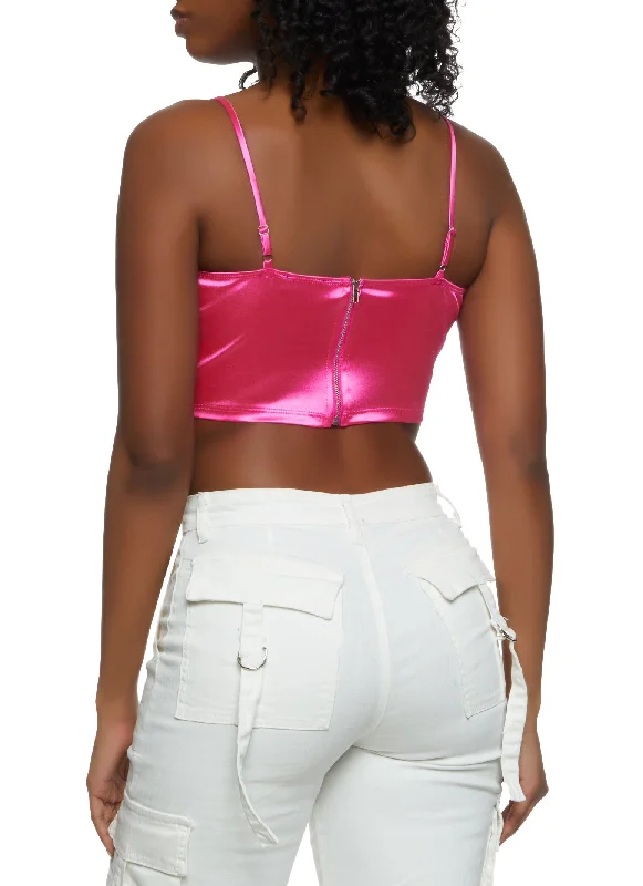 Mesh Detail Crop Bustier Top