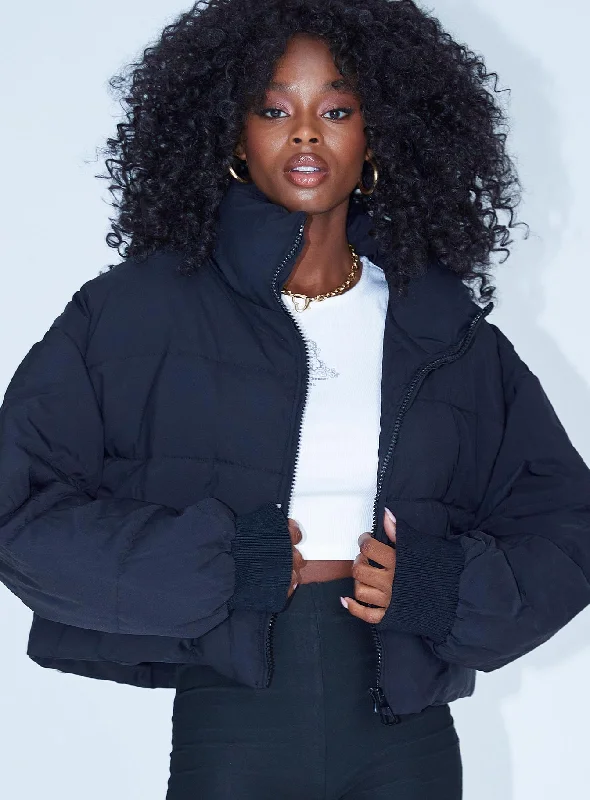 Georgia Cropped Puffer Jacket Black