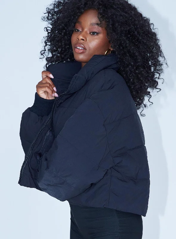 Georgia Cropped Puffer Jacket Black