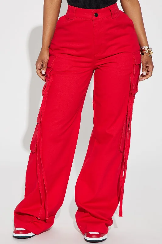 Golden Hour Wide Leg Cargo Pant - Red