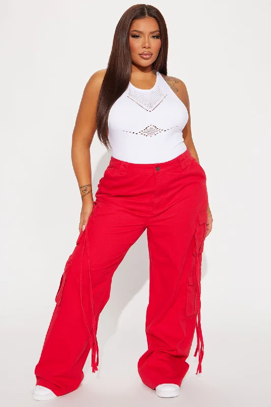 Golden Hour Wide Leg Cargo Pant - Red