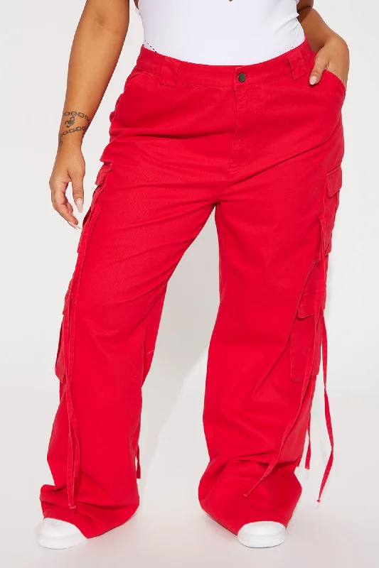 Golden Hour Wide Leg Cargo Pant - Red