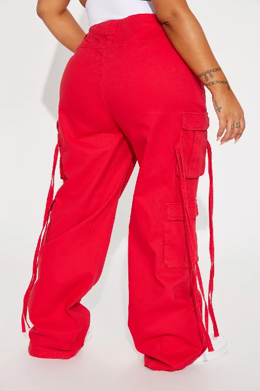 Golden Hour Wide Leg Cargo Pant - Red