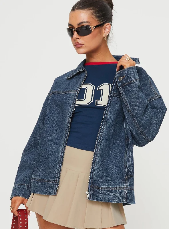 Goldsmith Denim Bomber Jacket Mid Wash