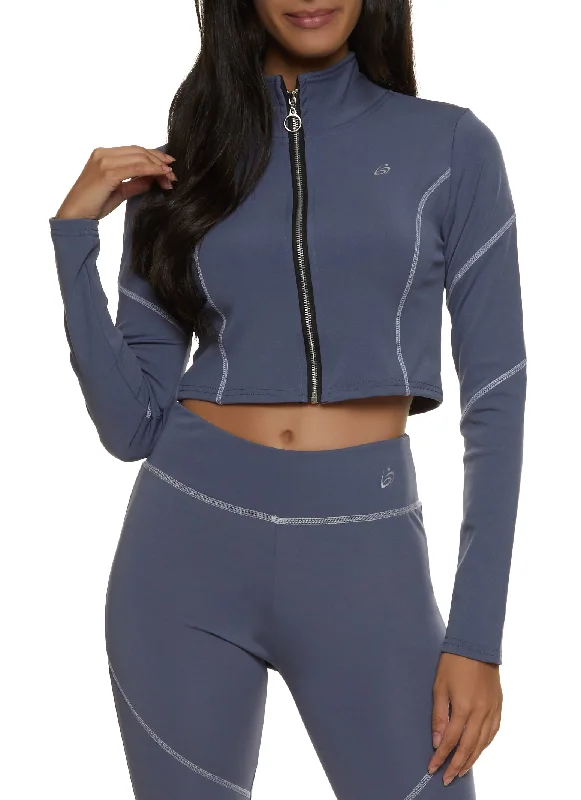 Contrast Trim Cropped Track Jacket