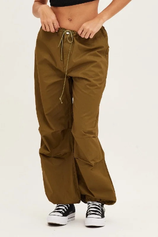 Green Cargo Pants Low Rise