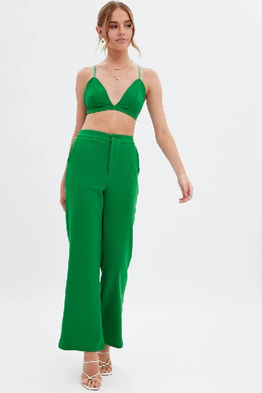 Green High Waist Pants