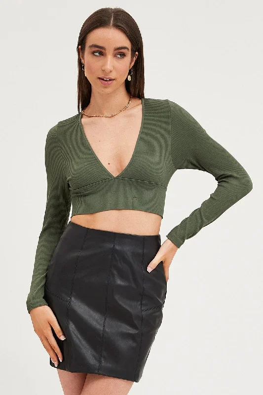 Green Top Long Sleeve Seamless