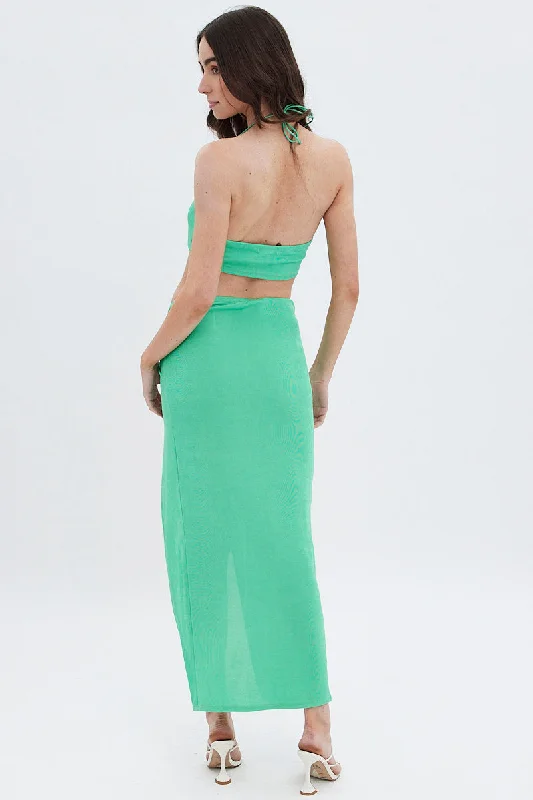 Green Twist Maxi Skirt