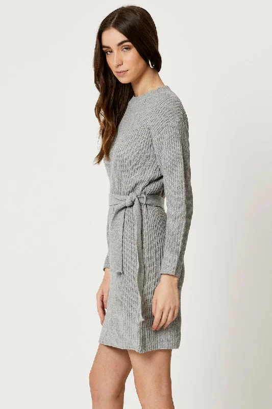 Grey Knit Dress Mini